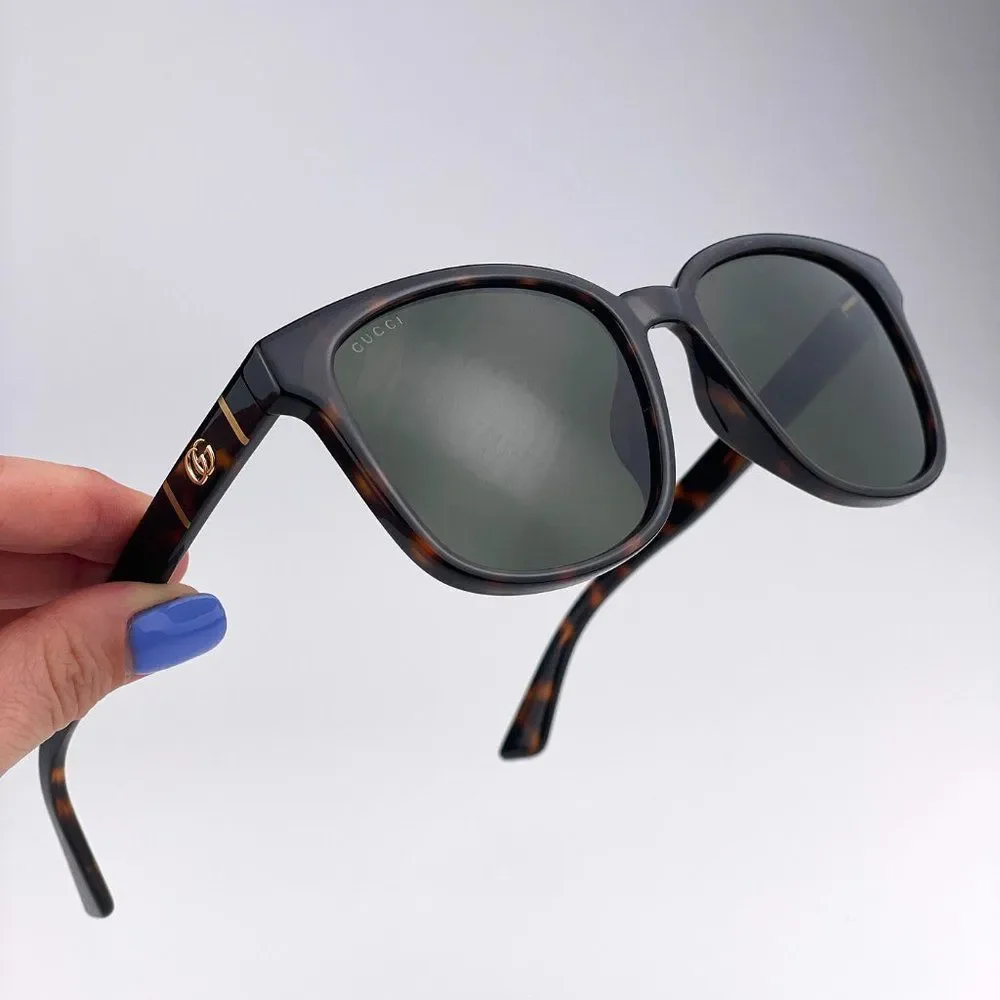🔥  GUCCI LOGO GG0637SK 002 Sunglasses Havana Green Square Men
